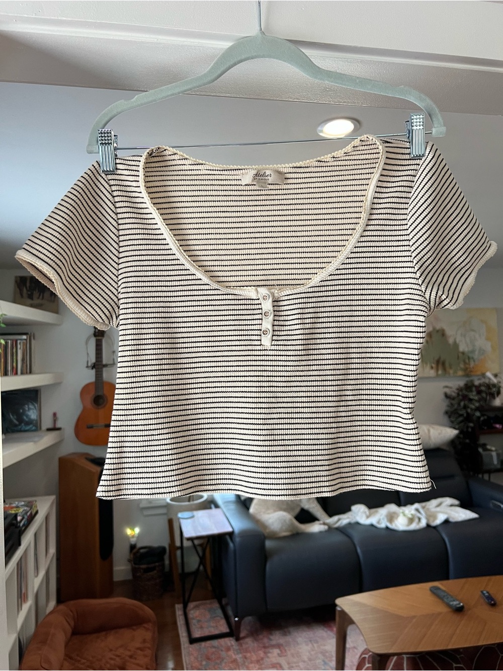 Atelier by Kirious Striped Thermal Henley Baby Tee L